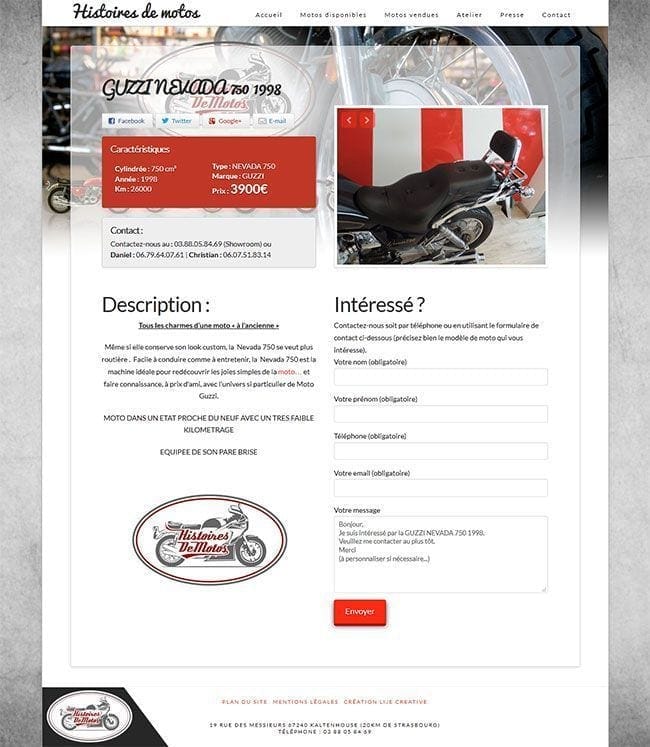Site internet Histoires de Motos réalisé par LIJE Creative