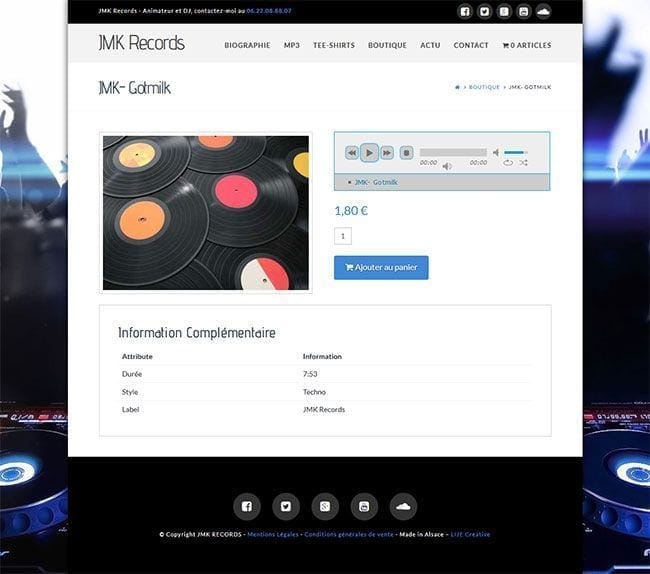 Site internet JMK Records réalisé par LIJE Creative
