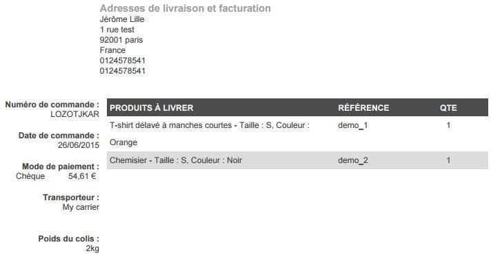 Prestashop : ajouter le poids du colis sur le bon de livraison