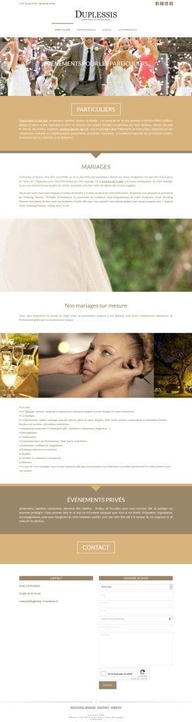 Site internet Duplessis événement réalisé par LIJE Creative