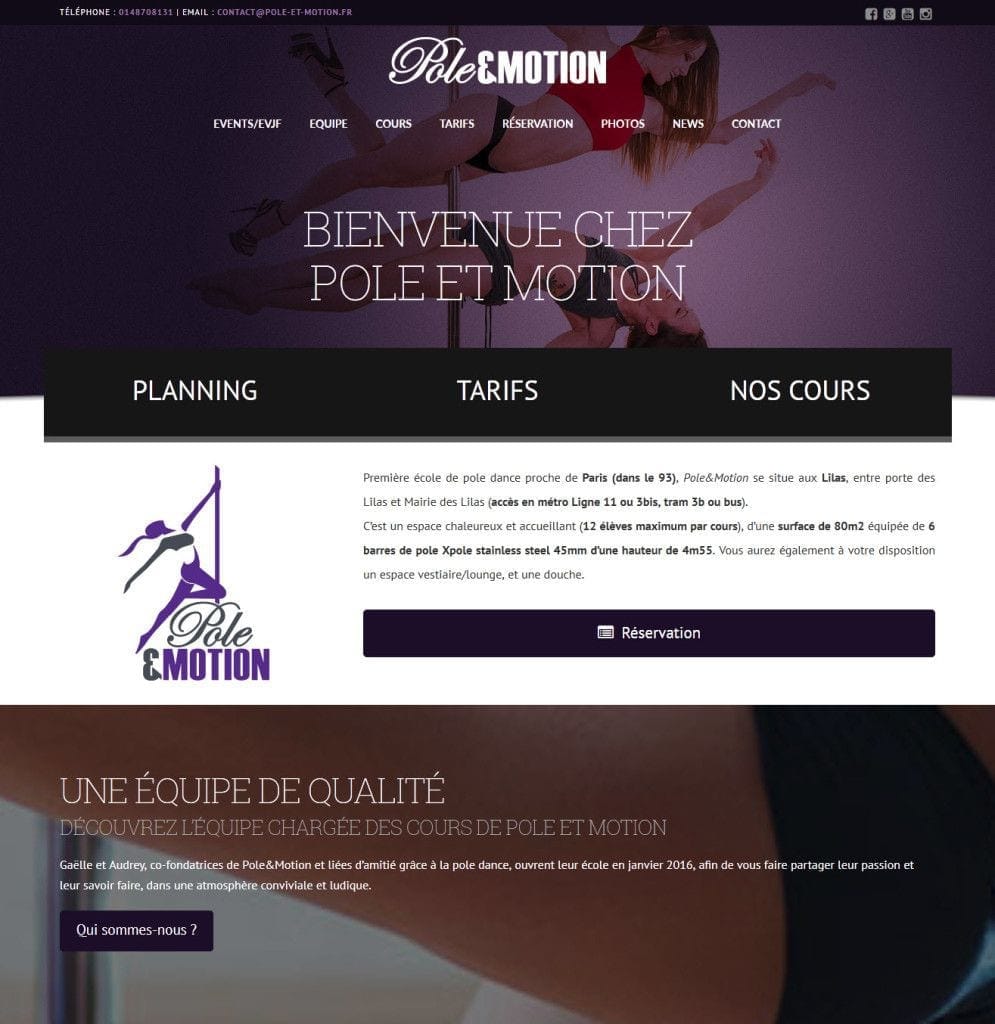 Site internet Pole et Motion réalisé par LIJE Creative