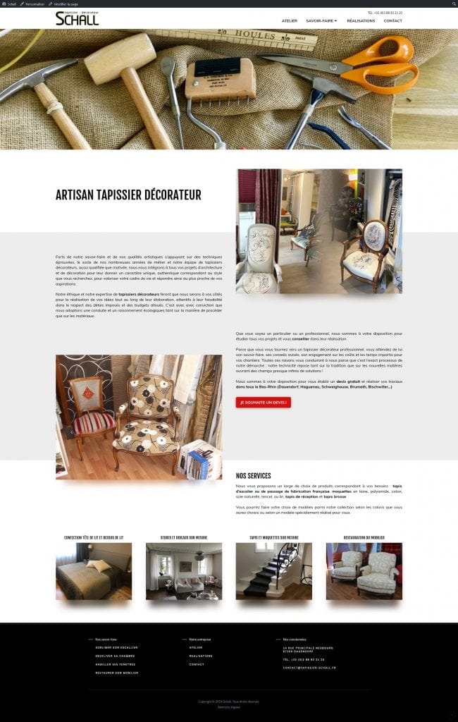 Site internet Tapissier Schall réalisé par LIJE Creative