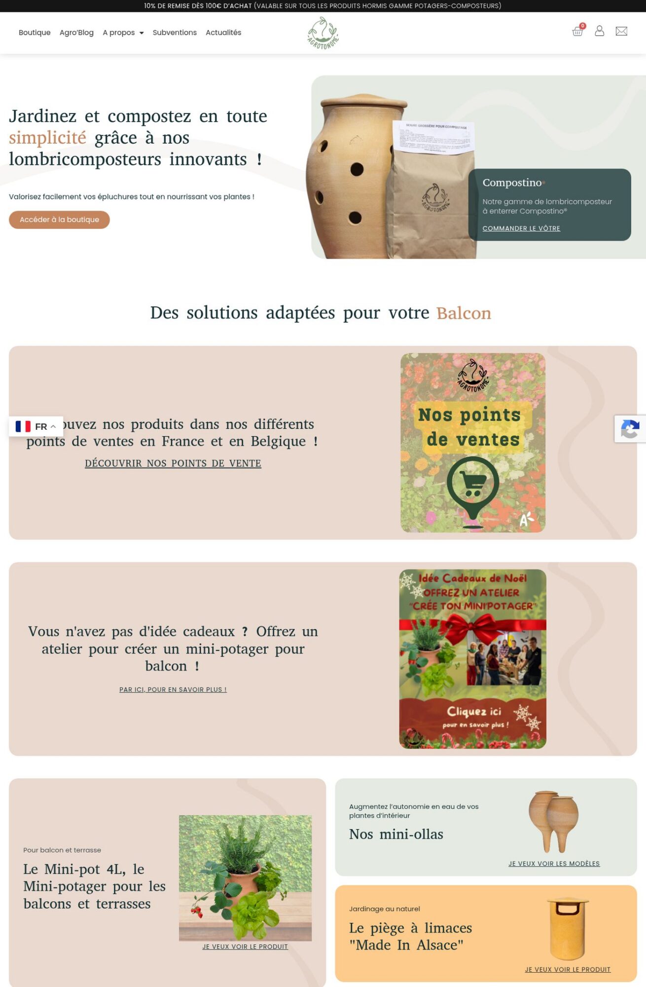 Page d'accueil du site Agrotonome, référence LIJE Creative