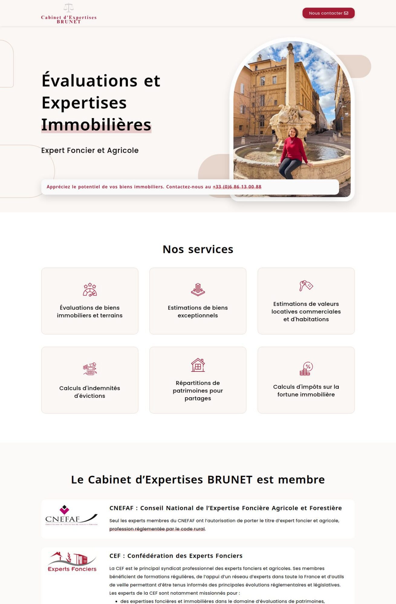 Page d'accueil du site Cabinet Brunet, référence LIJE Creative
