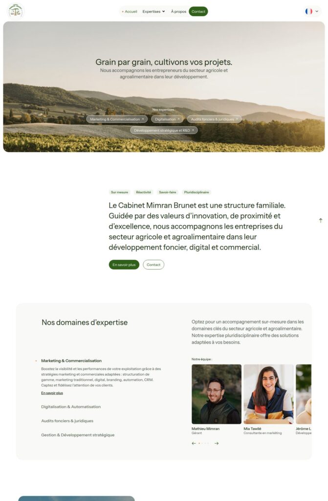 Page d'accueil du site Cabinet Mimran Brunet, référence LIJE Creative