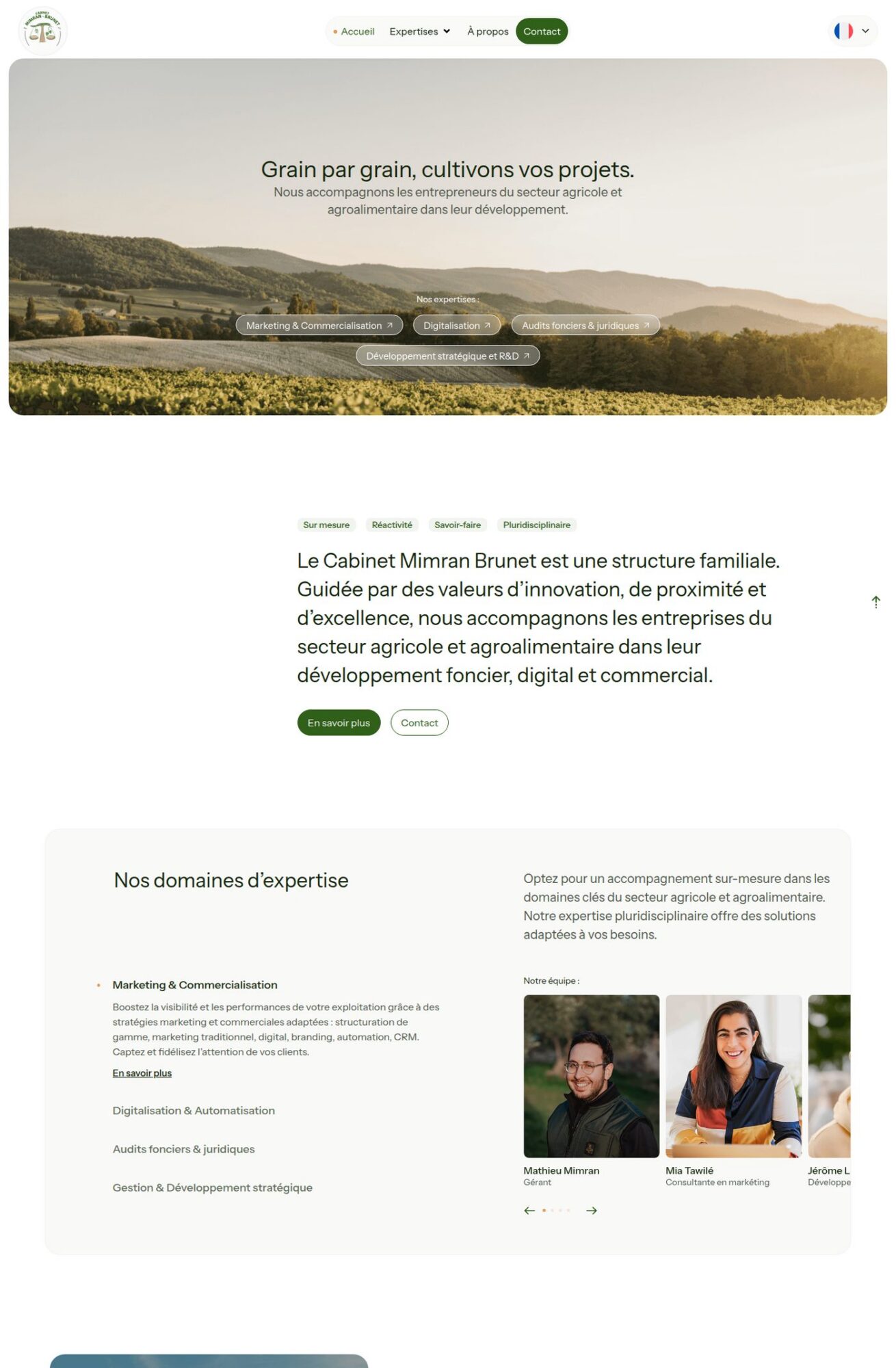 Page d'accueil du site Cabinet Mimran Brunet, référence LIJE Creative