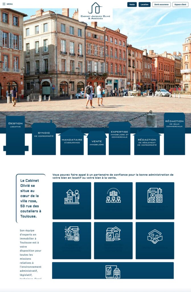 Page d'accueil du site Cabinet Olivie, référence LIJE Creative