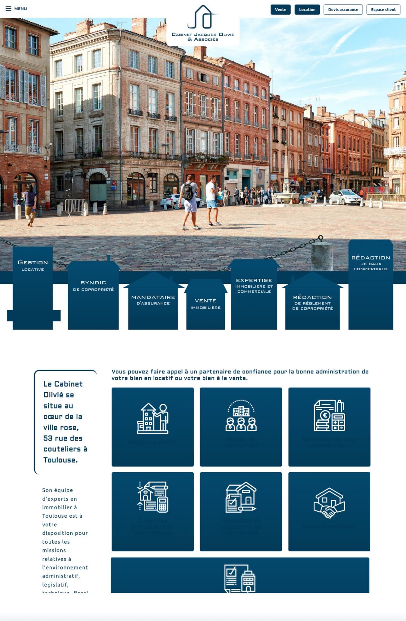 Page d'accueil du site Cabinet Olivie, référence LIJE Creative