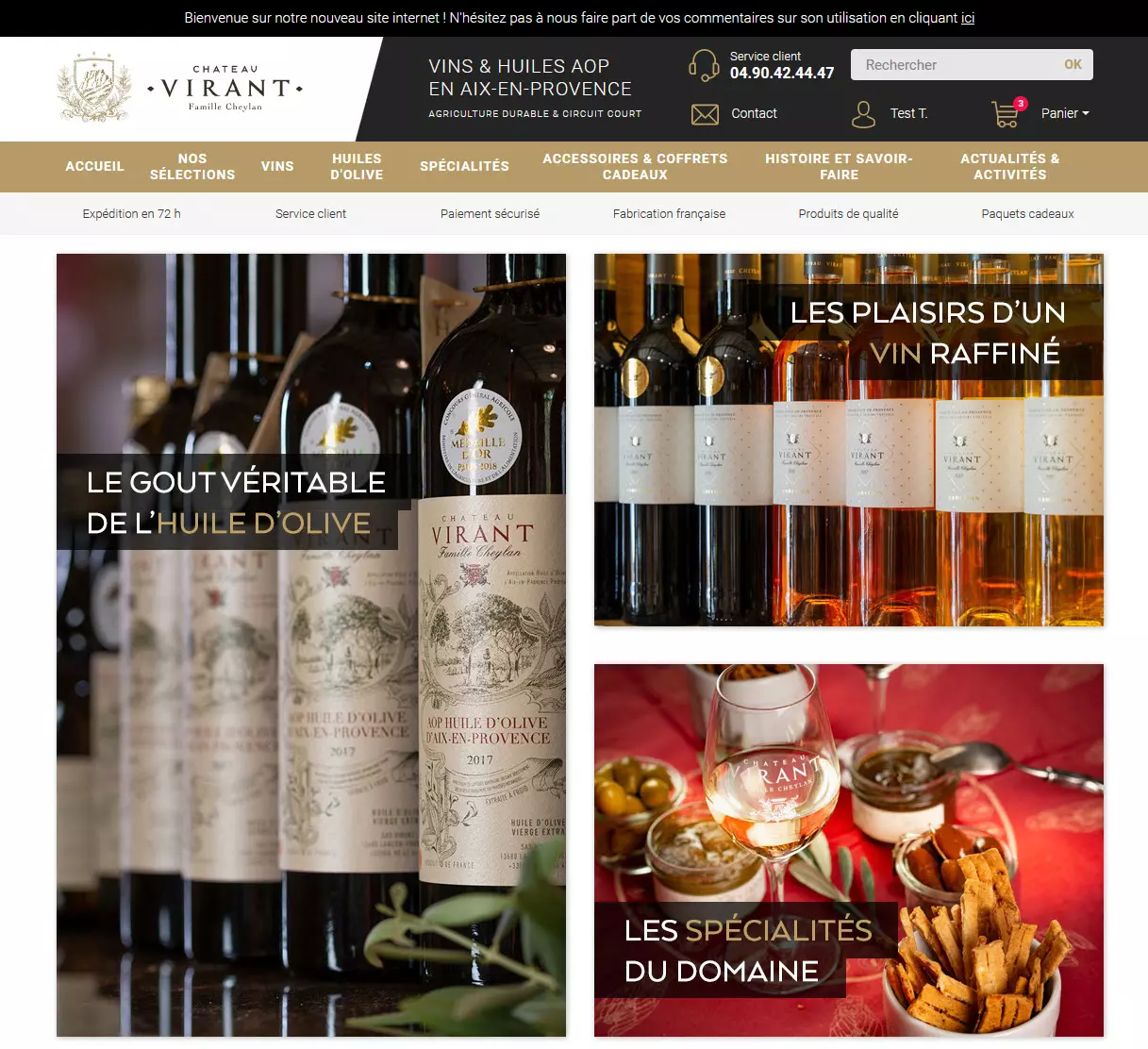 Page d'accueil du site Château Virant, référence LIJE Creative