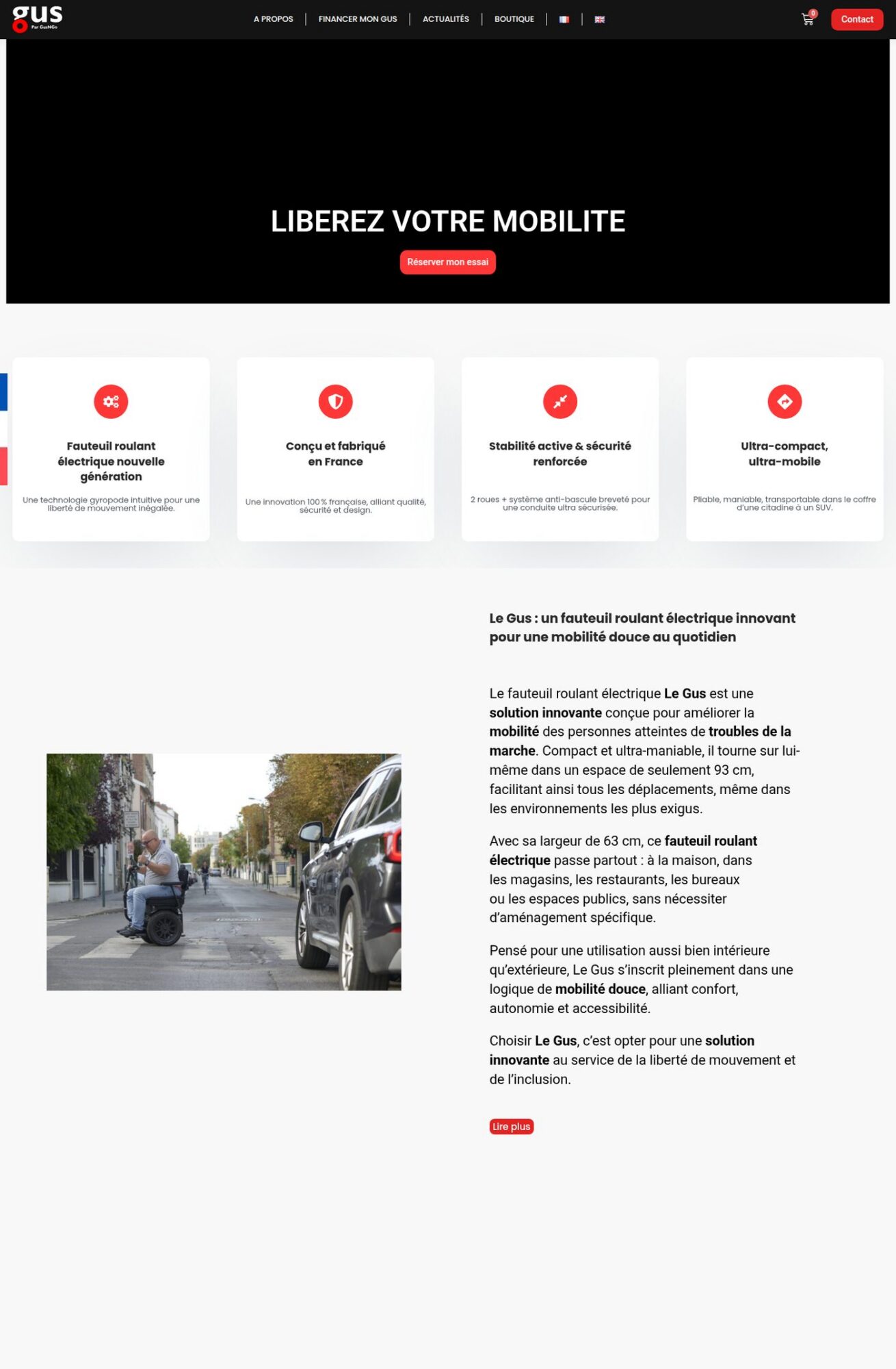 Page d'accueil du site GusnGo, référence LIJE Creative