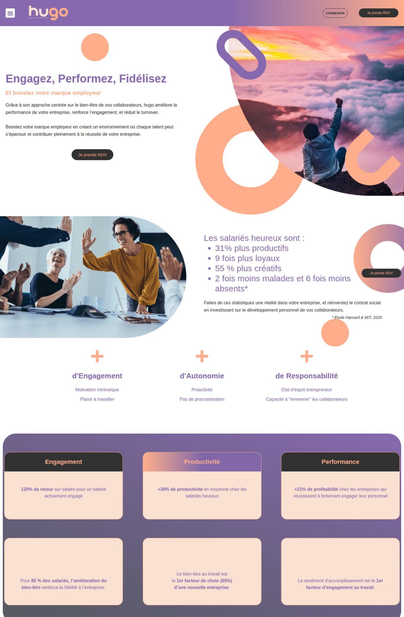 Page d'accueil du site Hu-Go, référence LIJE Creative