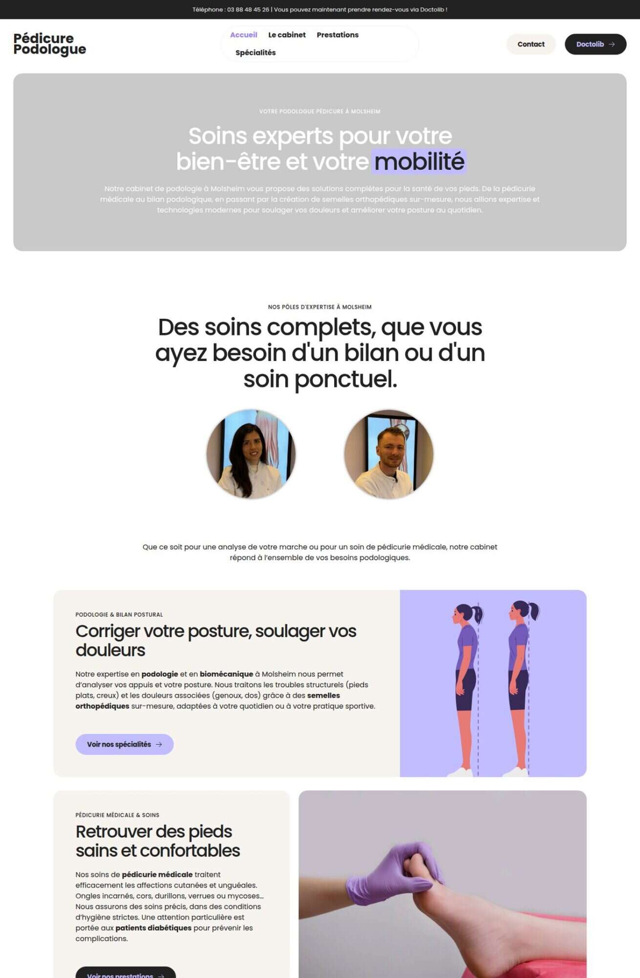 Page d'accueil du site Podologue Molsheim, référence LIJE Creative