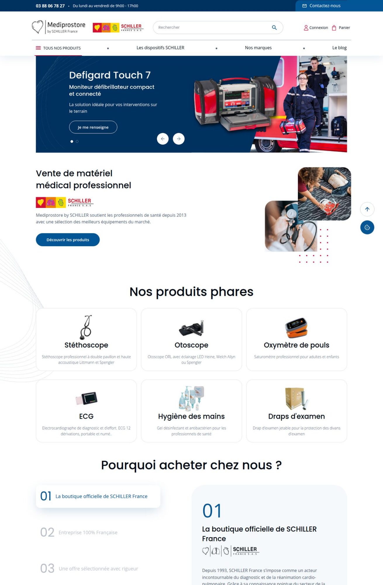 Page d'accueil du site Schiller France, référence LIJE Creative