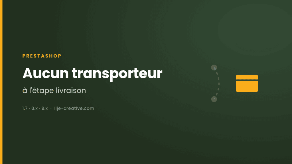 Aucun transporteur, à l'étape livraison : illustration de l'article sur PrestaShop
